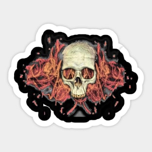 Flaming human skull Sticker